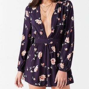 Dark purple floral romper
